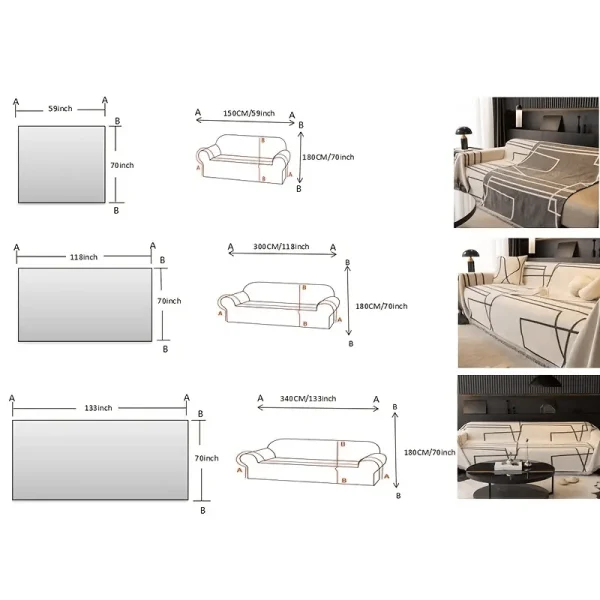 Simple Line Sofa Slipcover - Modern Home Decor Couch Cover - Image 7