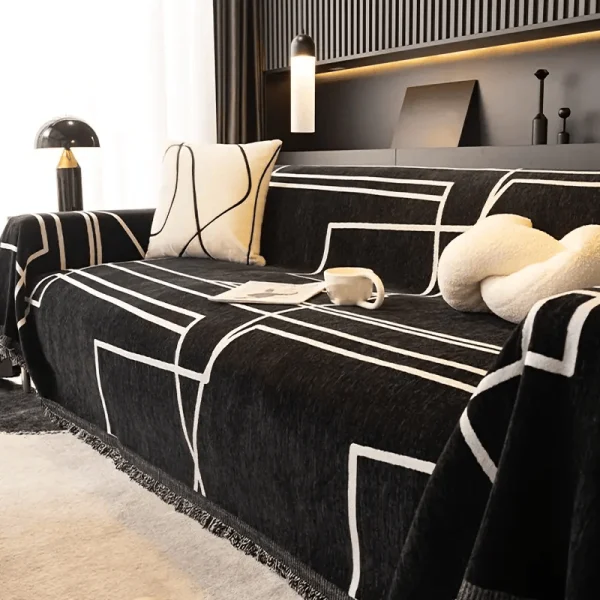 Simple Line Sofa Slipcover - Modern Home Decor Couch Cover - Image 2