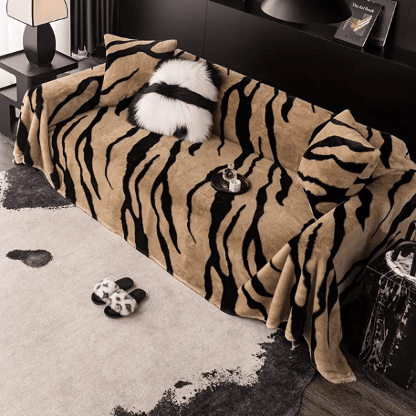 Zebra Stripe Sofa Cover - Plush & Pet-Friendly, Anti-Scratch - Image 3