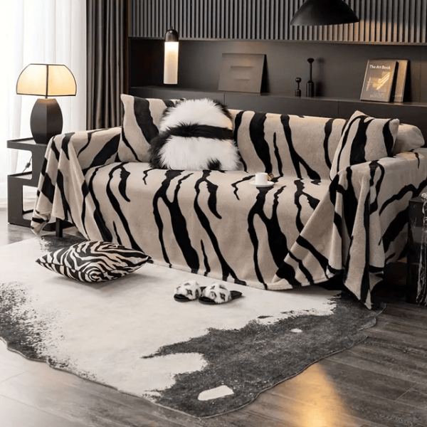 Zebra Stripe Sofa Cover - Plush & Pet-Friendly, Anti-Scratch - Image 2