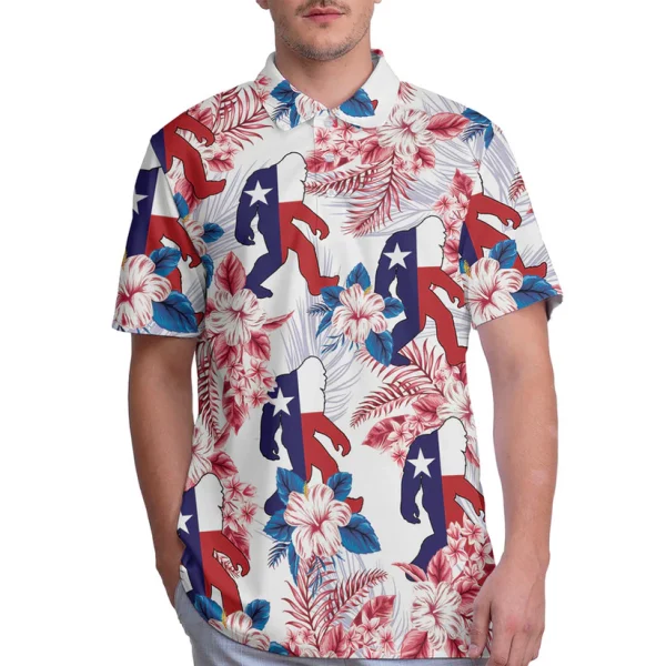 Funny Bigfoot Sasquatch Texas Flag Polo Shirt, Texas Shirt, Summer Polo Shirt TO3543 - Image 2