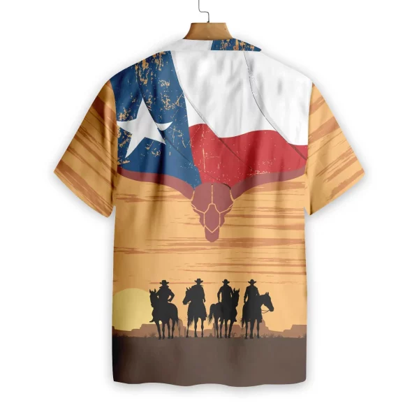 Cowboy Texas Flag Hawaiian Shirt, Vintage Texas Cowboy Shirt For Men - Image 3