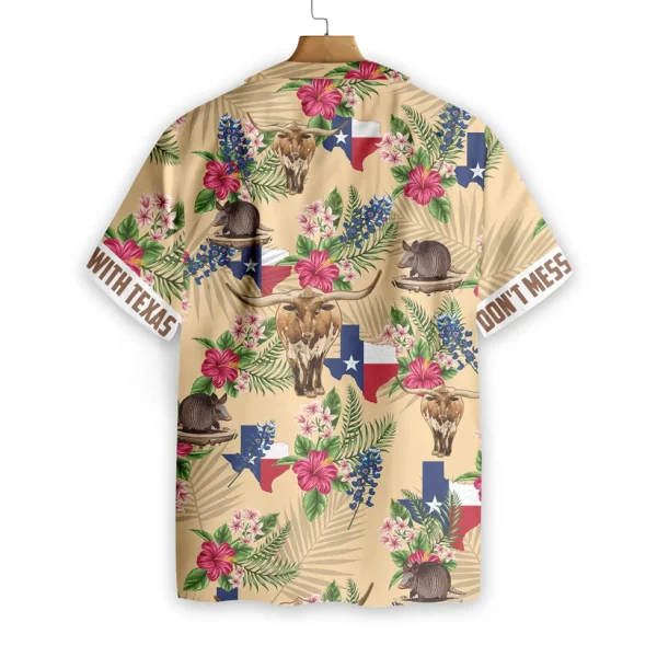 Texas Hawaiian Shirt Insignia Bluebonnet Cream Version HO2462 - Image 2