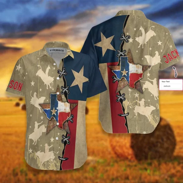 Texas Flag & Rodeo Texas Custom Name Aloha Hawaiian Shirts For Men & For Women HO2412