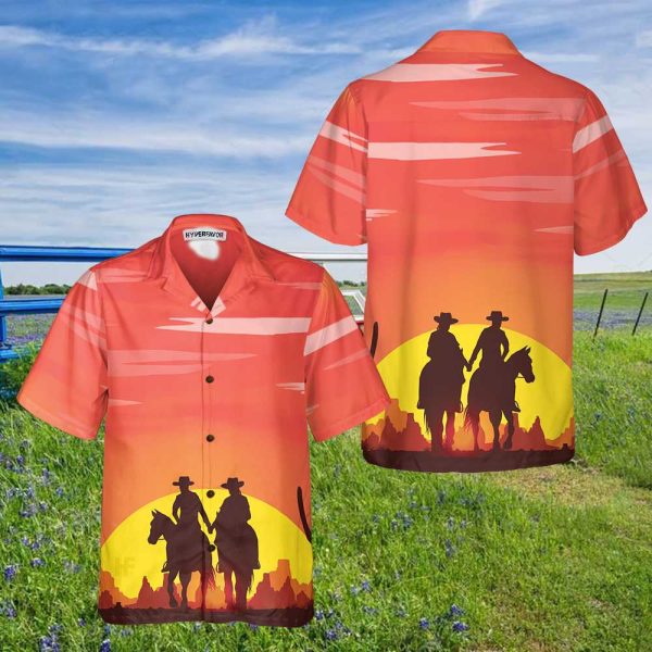 Texas Couple Cowboy Texas Hawaiian Shirt, Vinatge Texas Cowboy Shirt For Texans