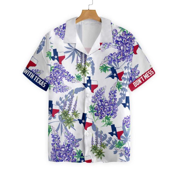 Bluebonnet Texas Hawaiian Shirt Purple Version, Button Down Floral And Flag Texas Shirt, Proud Texas Shirt For Men - Image 2