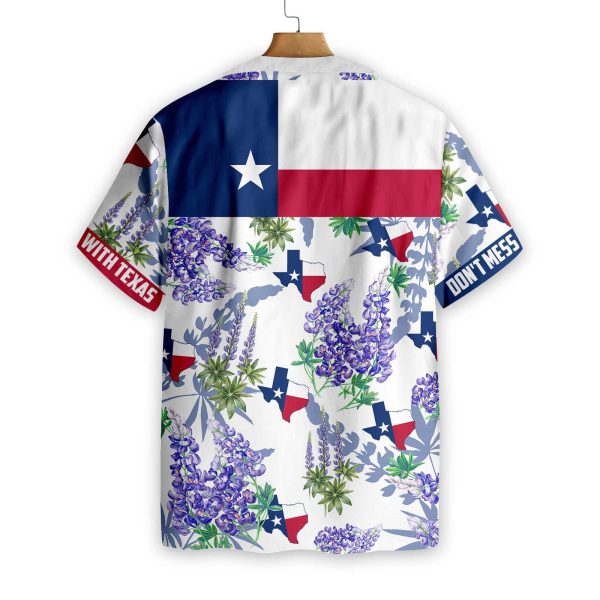 Bluebonnet Texas Hawaiian Shirt Purple Version, Button Down Floral And Flag Texas Shirt, Proud Texas Shirt For Men - Image 3