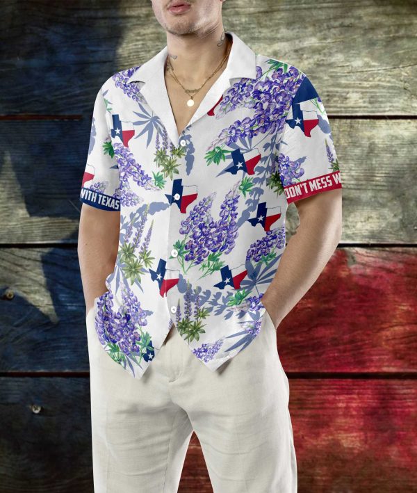 Bluebonnet Texas Hawaiian Shirt Purple Version, Button Down Floral And Flag Texas Shirt, Proud Texas Shirt For Men - Image 4