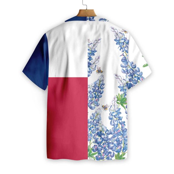 Royal Blue Bluebonnet Texas Hawaiian Shirt, Floral Texas Flag Shirt Horizontal Version, Proud Texas Shirt For Men - Image 3