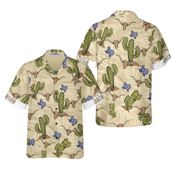 Texas Longhorn Cactus Custom Hawaiian Shirt, Unique Texas Shirt For Texas Lovers - Image 2