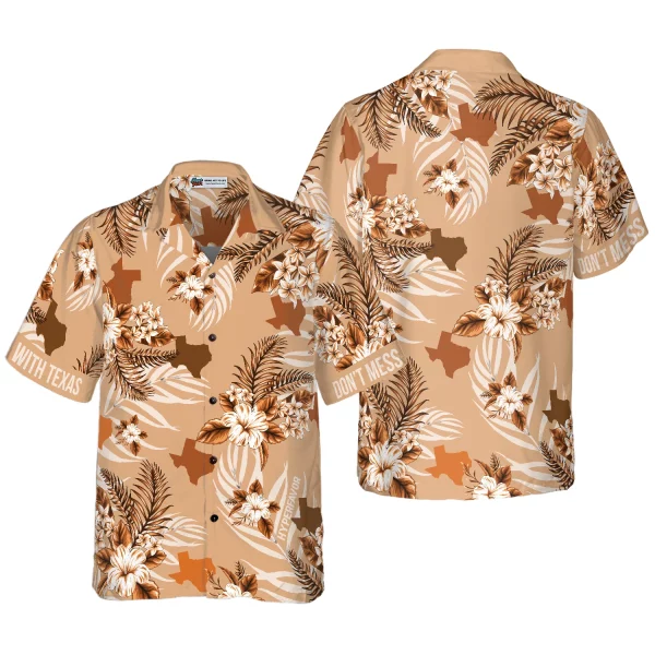 Brown Lone Star Nation Bluebonnet Texas Hawaiian Shirt, Don't Mess With Texas Shirt, Texas Shirt For Men
