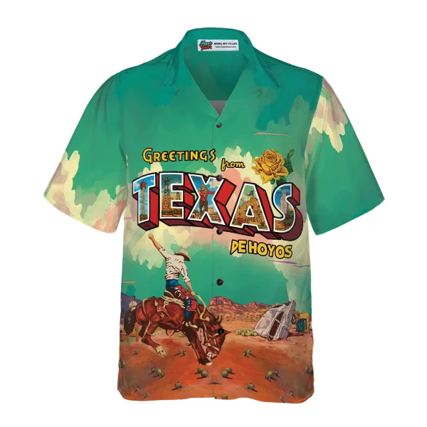 Greetings From Texas Custom Hawaiian Shirt, Cowboy Rodeo Texas Western Shirt, Texas Home Shirt For Men - Image 2