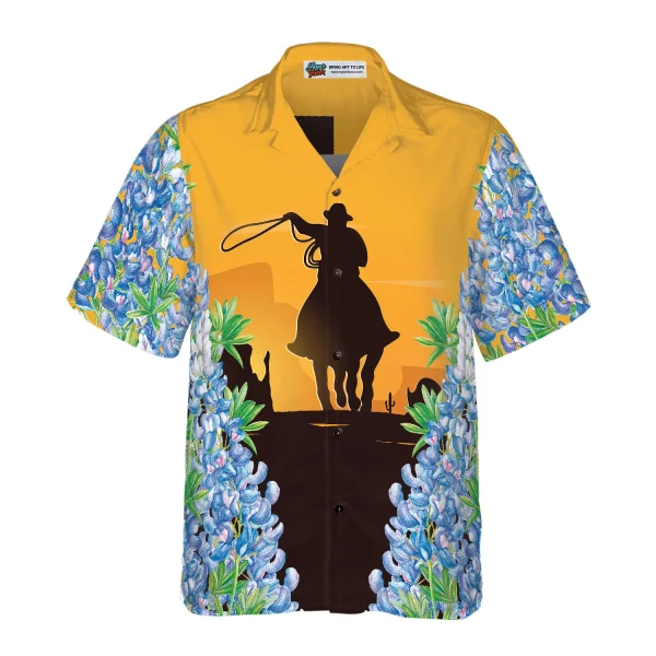 Texas Bluebonnets Rodeo Hawaiian Shirt, Casual Short Sleeve Texas Shirt, Proud Texas Flag Shirt For Men - Image 2