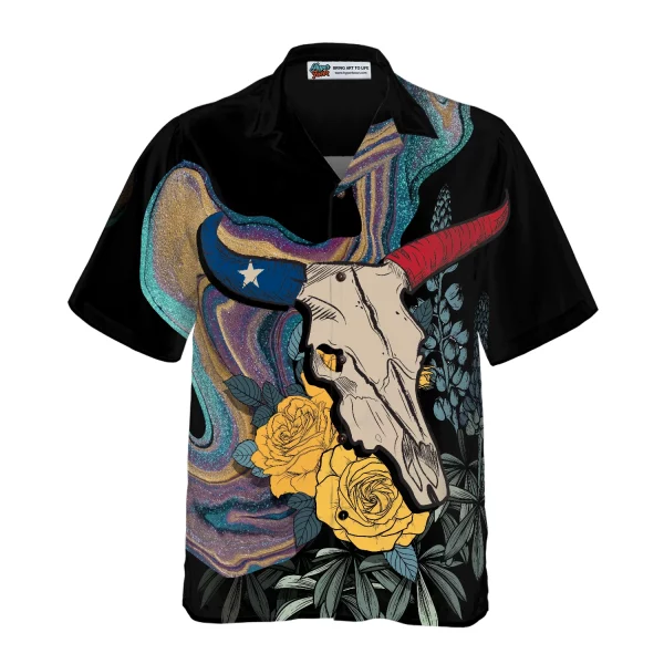 Hibiscus Flowers Texas Longhorn Cattle Brown Hawaiian Shirt, Cow Hawaiian Shirt, summer gifts for men and women HO3827 (Copy) - Image 2