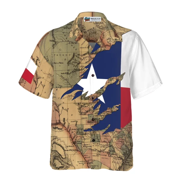 Patriotic Texas Hawaiian Shirt For Men, Texas Flag Shirt, Proud Texas Map Pattern Shirt For Men - Image 2