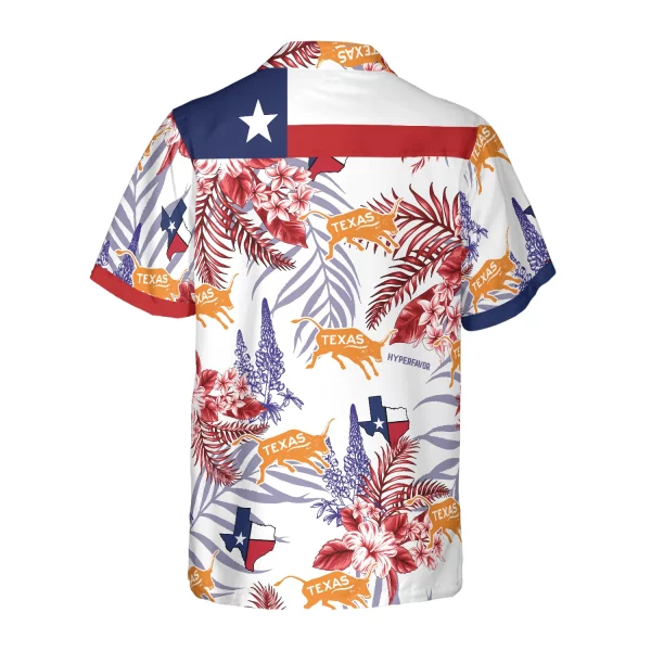Royal Blue Bluebonnet Texas Hawaiian Shirt, Floral Texas Flag Shirt Horizontal Version, Proud Texas Shirt For Men - Image 3