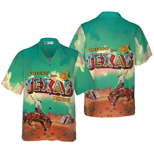 Greetings From Texas Custom Hawaiian Shirt, Cowboy Rodeo Texas Western Shirt, Texas Home Shirt For Men