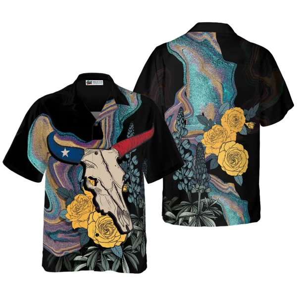 Hibiscus Flowers Texas Longhorn Cattle Brown Hawaiian Shirt, Cow Hawaiian Shirt, summer gifts for men and women HO3827 (Copy)
