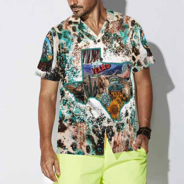 Texas Cowhide Map Hawaiian Shirt, Unique Texas Shirt For Texas Lovers - Image 5