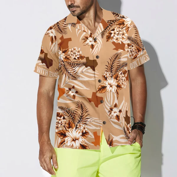 Brown Lone Star Nation Bluebonnet Texas Hawaiian Shirt, Don't Mess With Texas Shirt, Texas Shirt For Men - Image 5