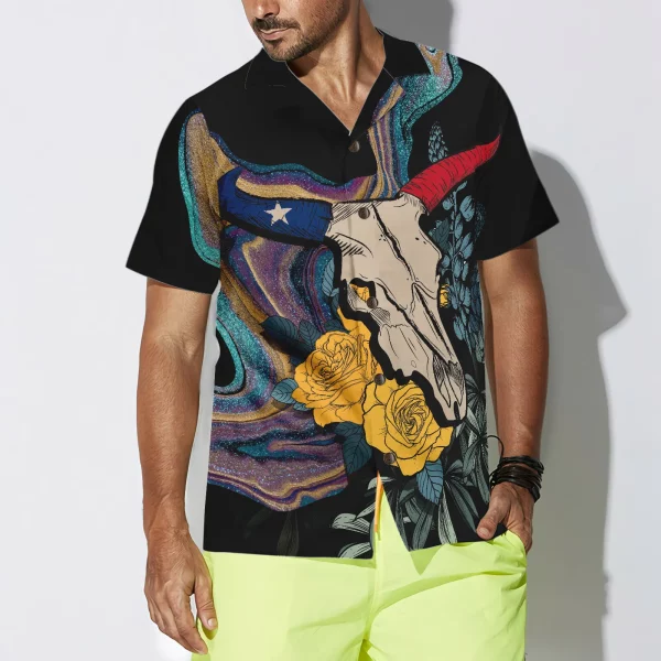 Hibiscus Flowers Texas Longhorn Cattle Brown Hawaiian Shirt, Cow Hawaiian Shirt, summer gifts for men and women HO3827 (Copy) - Image 5