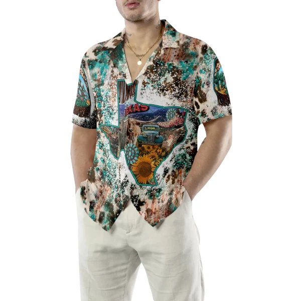 Texas Cowhide Map Hawaiian Shirt, Unique Texas Shirt For Texas Lovers - Image 4