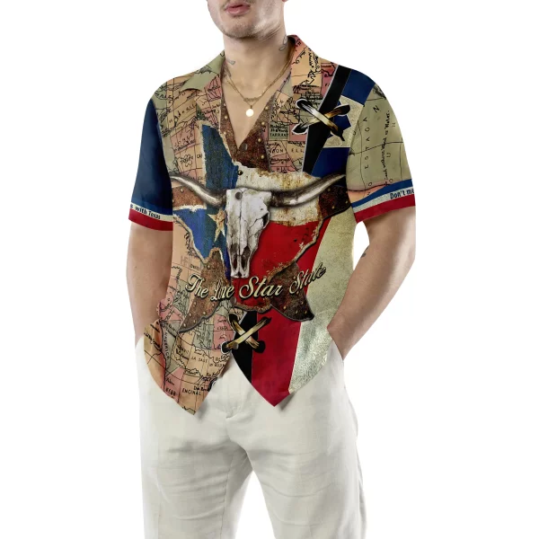 The Lone Star State Map Pattern Texas Longhorns Hawaiian Shirt, Don't Mess With Texas Shirt, Texas Home Shirt For Men - Image 4