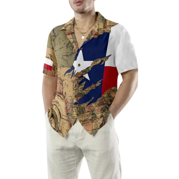 Patriotic Texas Hawaiian Shirt For Men, Texas Flag Shirt, Proud Texas Map Pattern Shirt For Men - Image 4