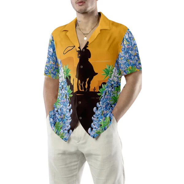 Texas Bluebonnets Rodeo Hawaiian Shirt, Casual Short Sleeve Texas Shirt, Proud Texas Flag Shirt For Men - Image 4