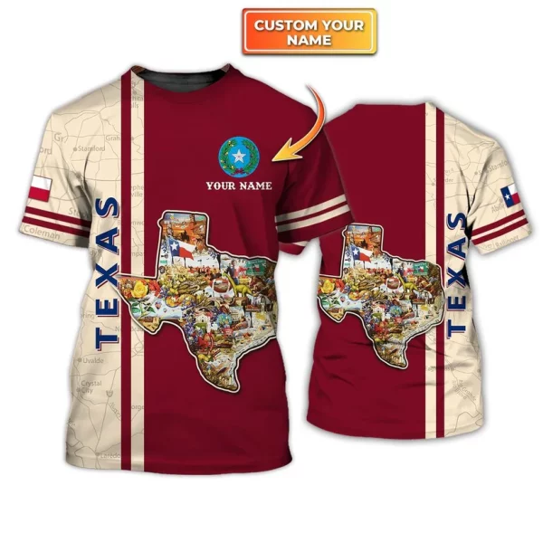 Personalized Texas Shirt, Texas The Lone Star State Artwood 3D Tshirt TO0978