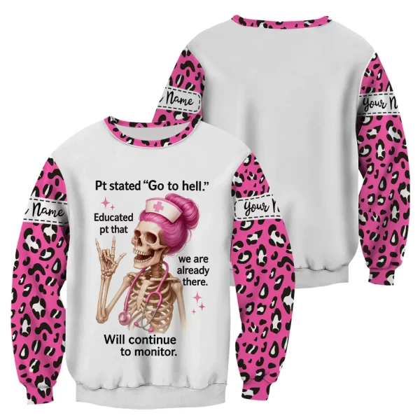 Personalized Funny Nurse Shirt - Pink Skeleton & Sarcastic Quote Design - Hilarious Gift for RN, LPN, Healthcare Workers - Image 6