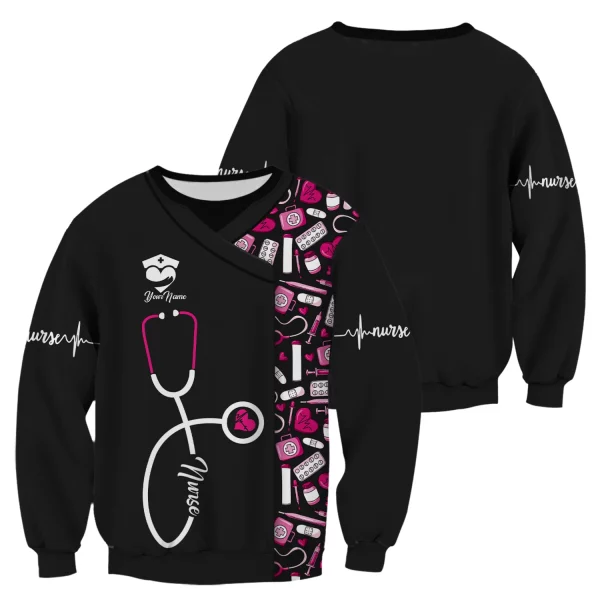 Personalized Nurse Shirt - Stethoscope & Medical Design with Heart - Custom Gift for RN CNA LPN Healthcare Workers - Image 4