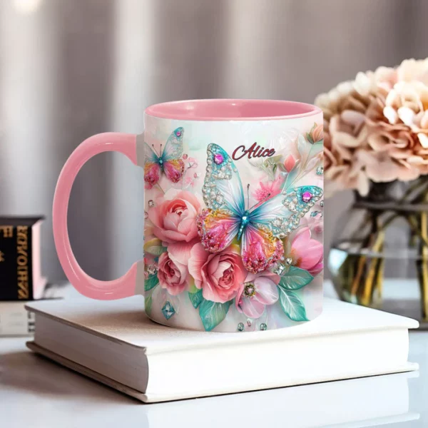 Beautiful Butterfly - Personalized Butterfly Accent Mug - Image 2