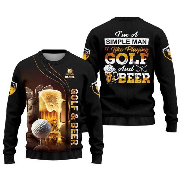 I'm A Simple Man I Like Playing Golf & Beer Custom Funny Golf Polo Shirt, Dad Golf Gifts - Image 3