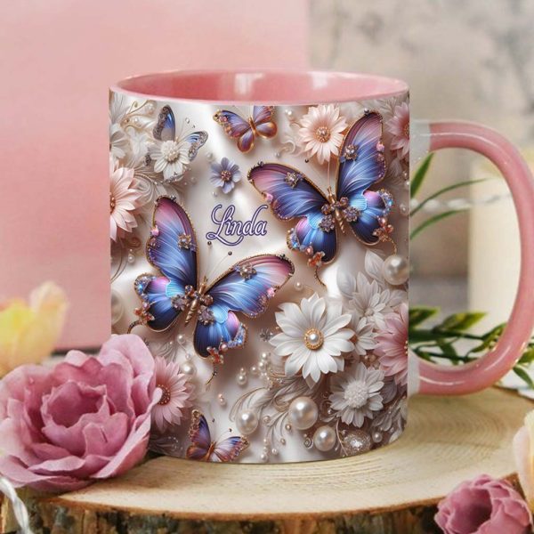 Beautiful Butterfly - Personalized Butterfly Accent Mug