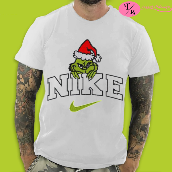 Grinch Nike Christmas Embroidery Sweatshirt Xmas Gift - TerraBell Designs