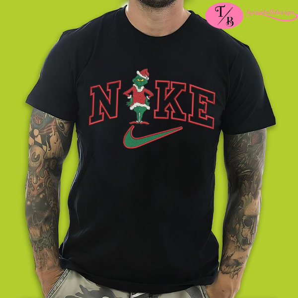 Nike Unisex Grinch Embroidery Christmas T-Shirt - TerraBell Designs