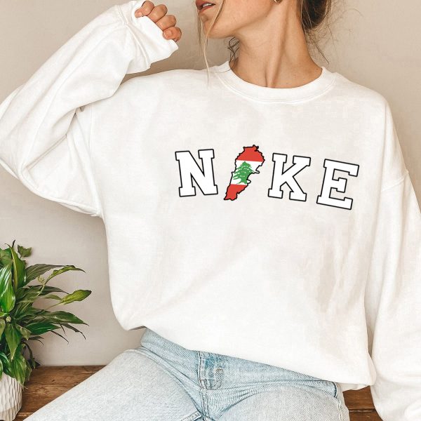 Lebanon Flag Nike Embroidered Sweatshirt - TerraBell Designs