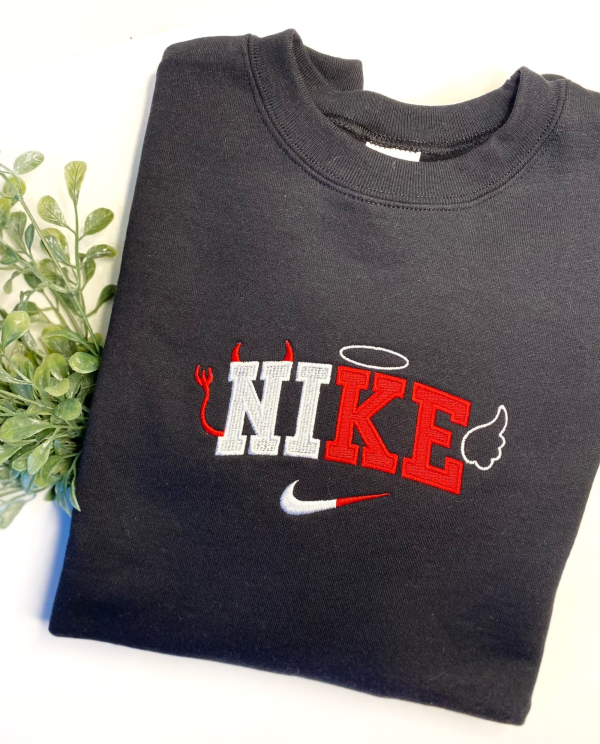 Nike Devil Vintage Inspired Logo Embroidered Sweatshirt - TerraBell Designs