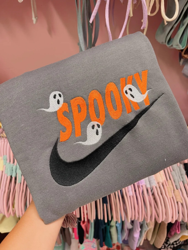 Cute Spooky Nike Ghosts Halloween Embroidered Sweatshirt Trendy Gift - TerraBell Designs