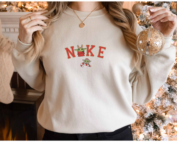 Nike Christmas X Baby Yoda Embroidered Sweatshirt - TerraBell Designs