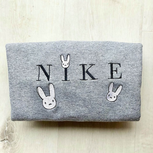 Nike Bad Bunny Cute Embroidered Crewneck Sweatshirt Christmas Gift - TerraBell Designs