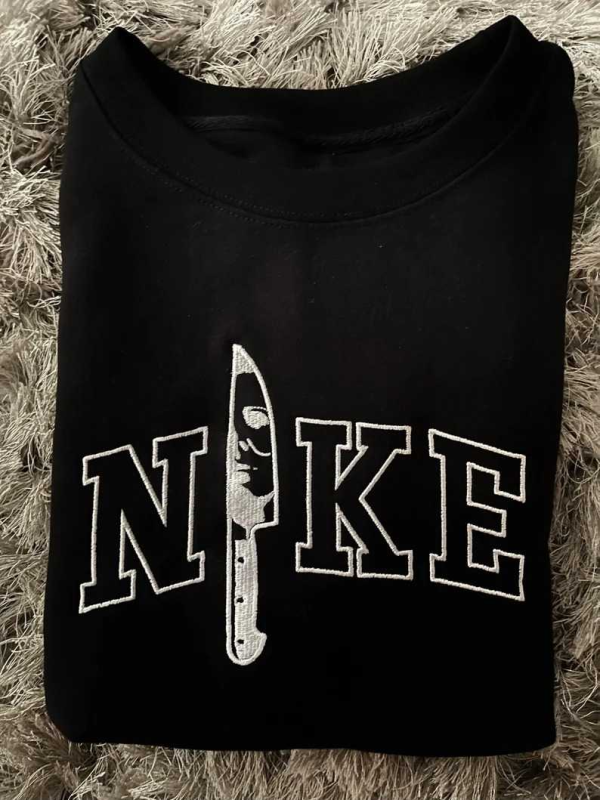 Micheal Myers Ghostface Knife Nike Embroidered Crewneck Sweatshirt [year] - TerraBell Designs