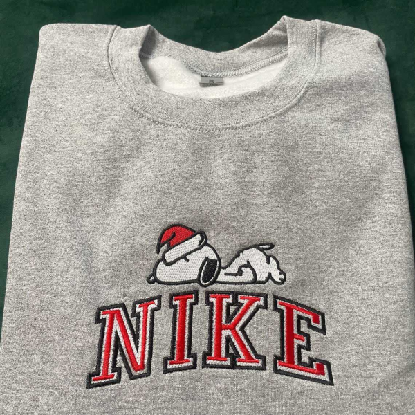 Nike X Snoopy Christmas Vintage Cartoon Crewneck Embroidered Sweatshirt - TerraBell Designs