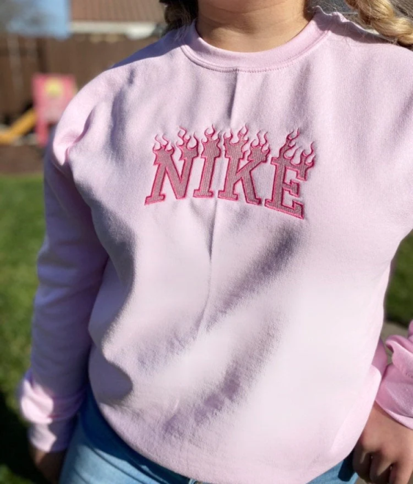 Nike Flames Vintage Logo Embroidered Sweatshirt - TerraBell Designs
