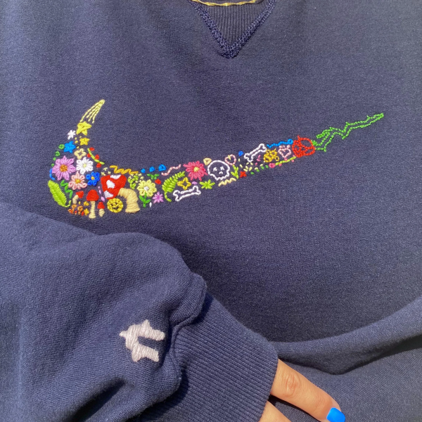 Nike Collage Logo Embroidery Design Embroidered Sweatshirt - TerraBell Designs