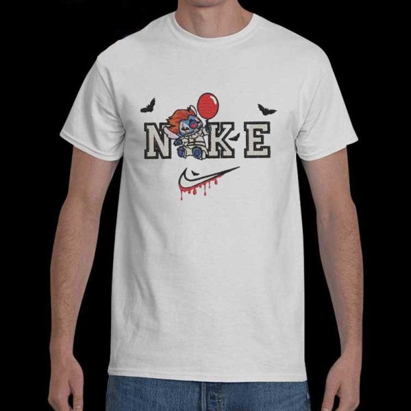 Halloween Character Disney Stitch Pennywise Nike Embroidered Sweatshirt - TerraBell Designs