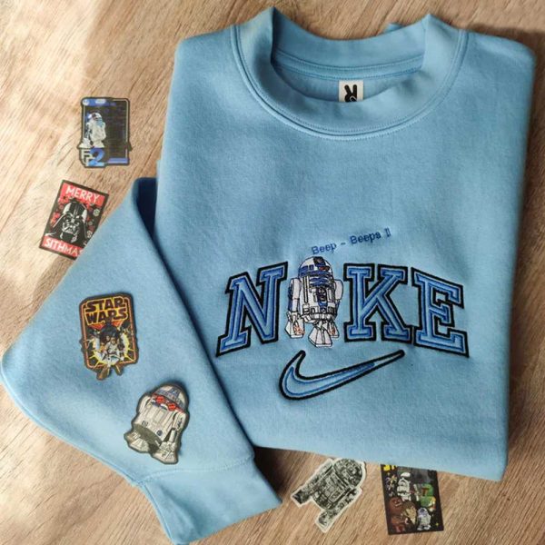 Nike X Droid Character Embroidered Sweatshirt Vintage Star Wars Clothes - TerraBell Designs