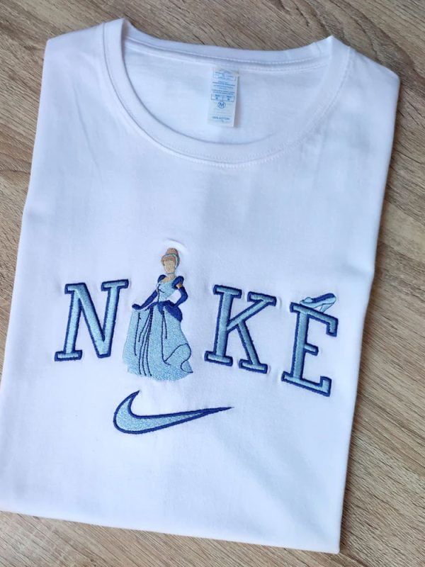 Nike X Cinderella Princess Movie Character Inspiration Unisex Crewneck Embroidered Sweatshirt - TerraBell Designs