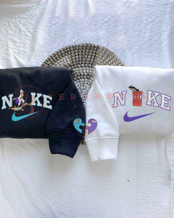 Couple Nike Aladdin And Jasmine Embroidered Sweatshirt - TerraBell Designs